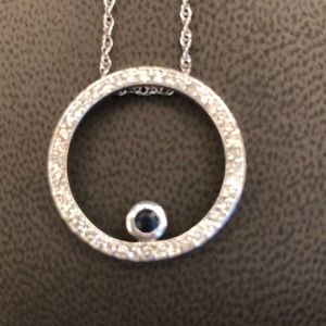 14k white gold diamond sapphire necklace